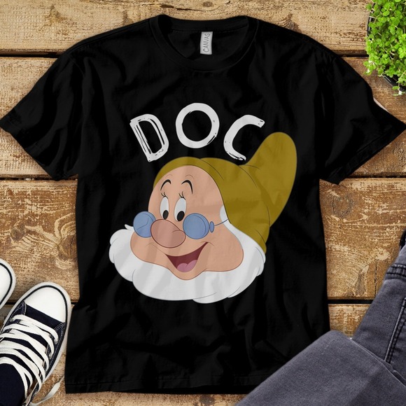 Doc Face T-Shirt Disney Snow White And The Seven Dwarfs Unisex Tee Adult T-shirt - Picture 1 of 2
